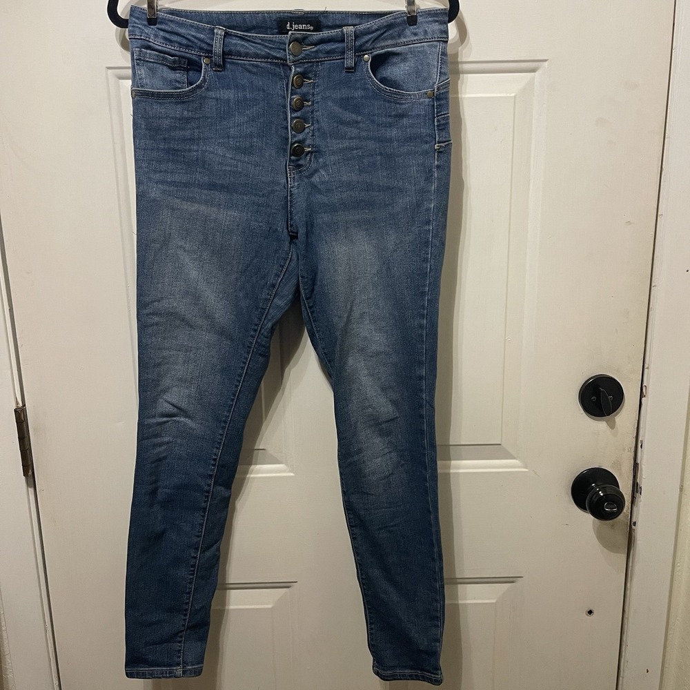 D. Jeans Womens Size 8 Blue Skinny Ankle Mid Rise Button Fly Stretch Denim